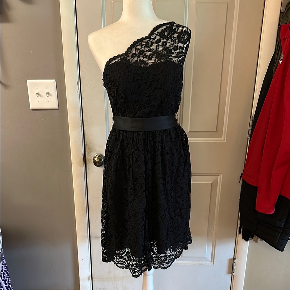 Tevolio Black One-Shoulder Sheath Dress for Cocktail